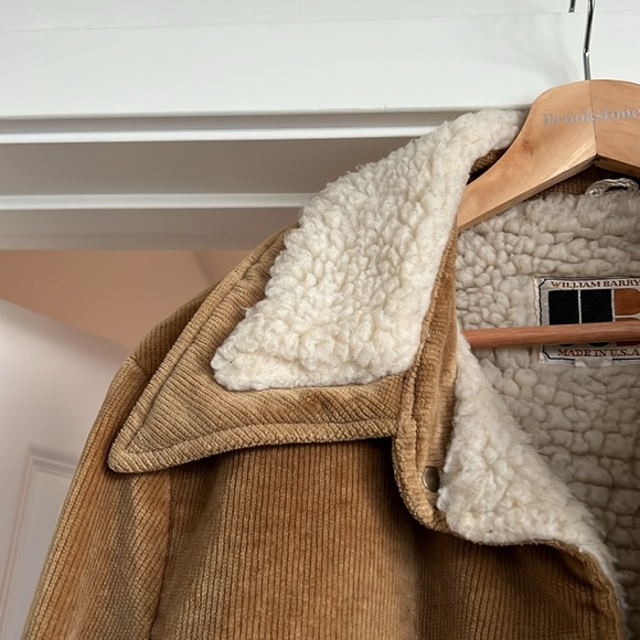 Vintage William Barry Sherpa Lined Corduroy Trucker Jacket Coat Snap Sz 40 M - Picture 2 of 5